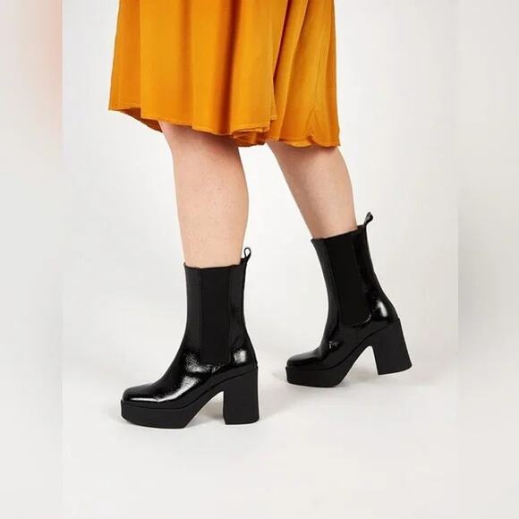 Intentionally Blank Celeste Leather Bossy Platform Chelsea Boots Black Size 36 - Picture 2 of 9